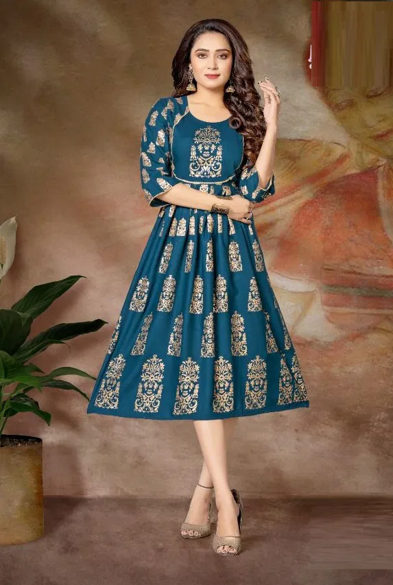 Mayra Mirinda Rayon Printed Ethnic Wear Anarakli Kurti Collection